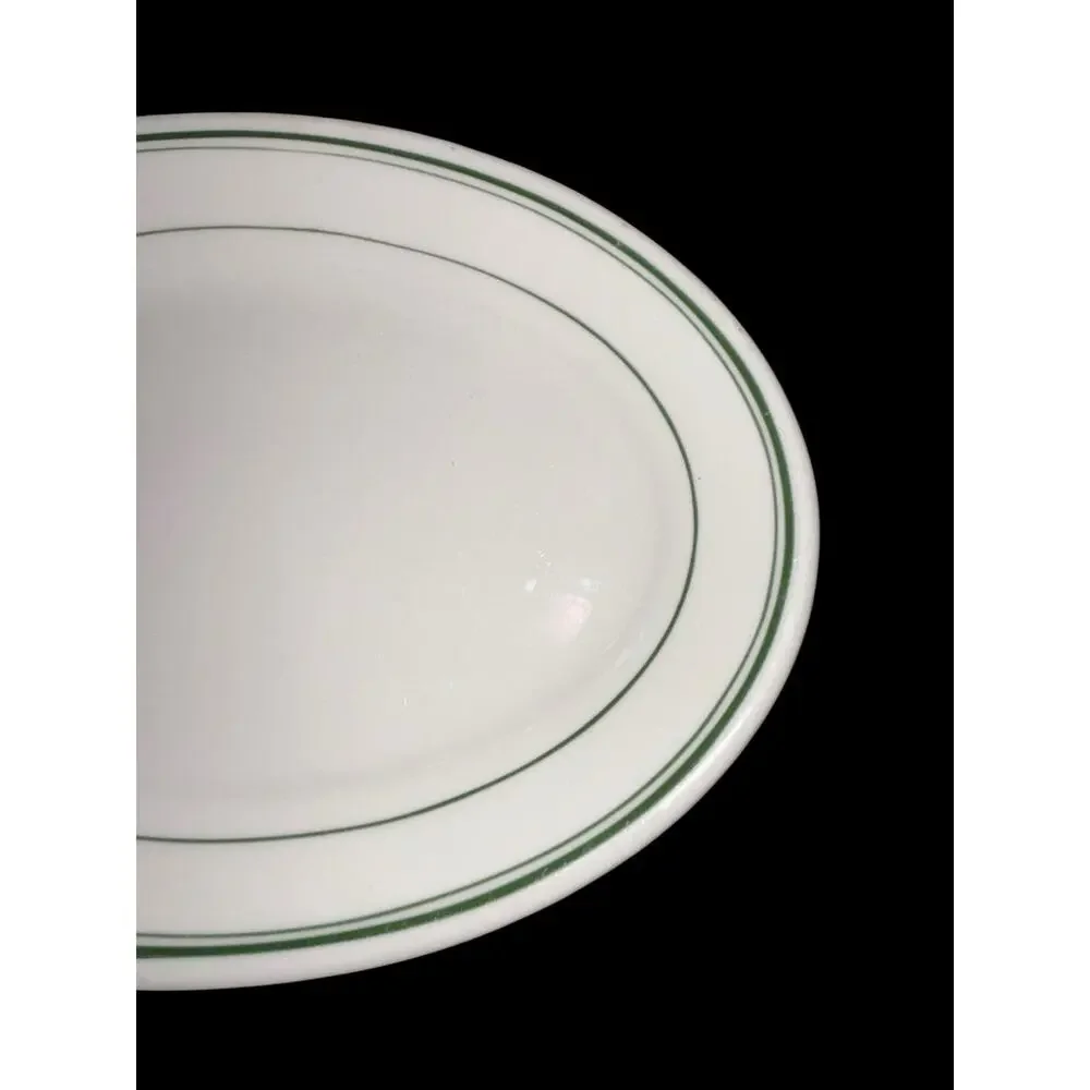 Homer Laughlin Oval Platter Ironstone Farmhouse Restaurant-ware Green Stripe